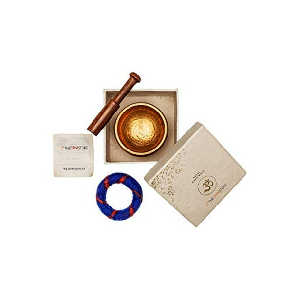Chakra,Relaxation Healing（ Gold） in Nepal Handcrafted Tibetan Singing Bowl set Meditation Sound Bowl with Cushion and Wooden Mallet Prayer help Yoga Meditation 
